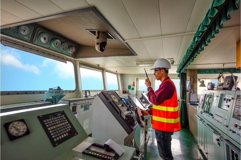 ship duty officer in navigating the ship while holding vhf radio